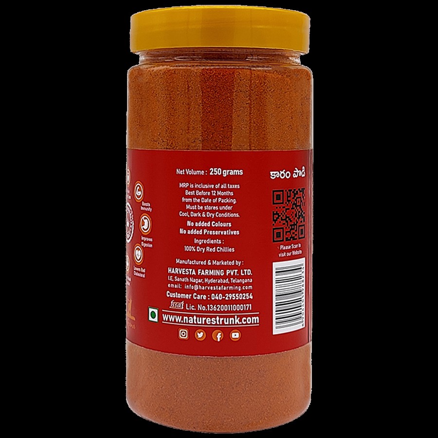 Nature's Trunk Pesticide Free Red Chilli Powder - No Colours & Preservatives