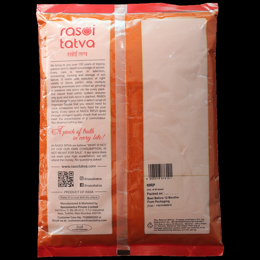 RASOI TATVA Chilli Powder Hot - 100% Natural