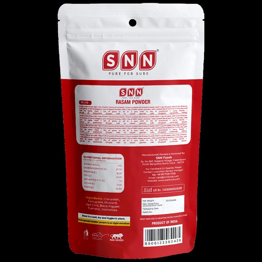 SNN Rasam Powder - Made With Fresh Natural Ingredients