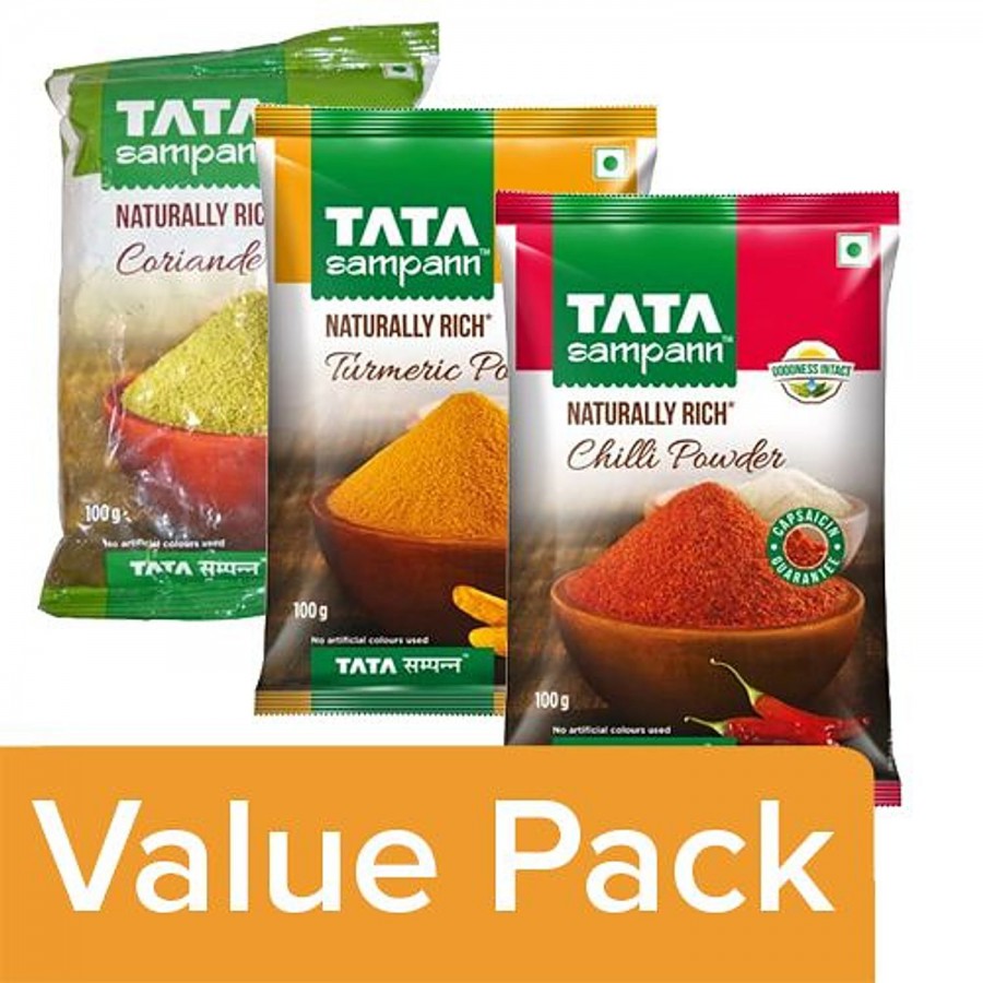 Tata Sampann Powder - Turmeric 100G + Powder - Chilli 100G + Powder - Coriander 100G