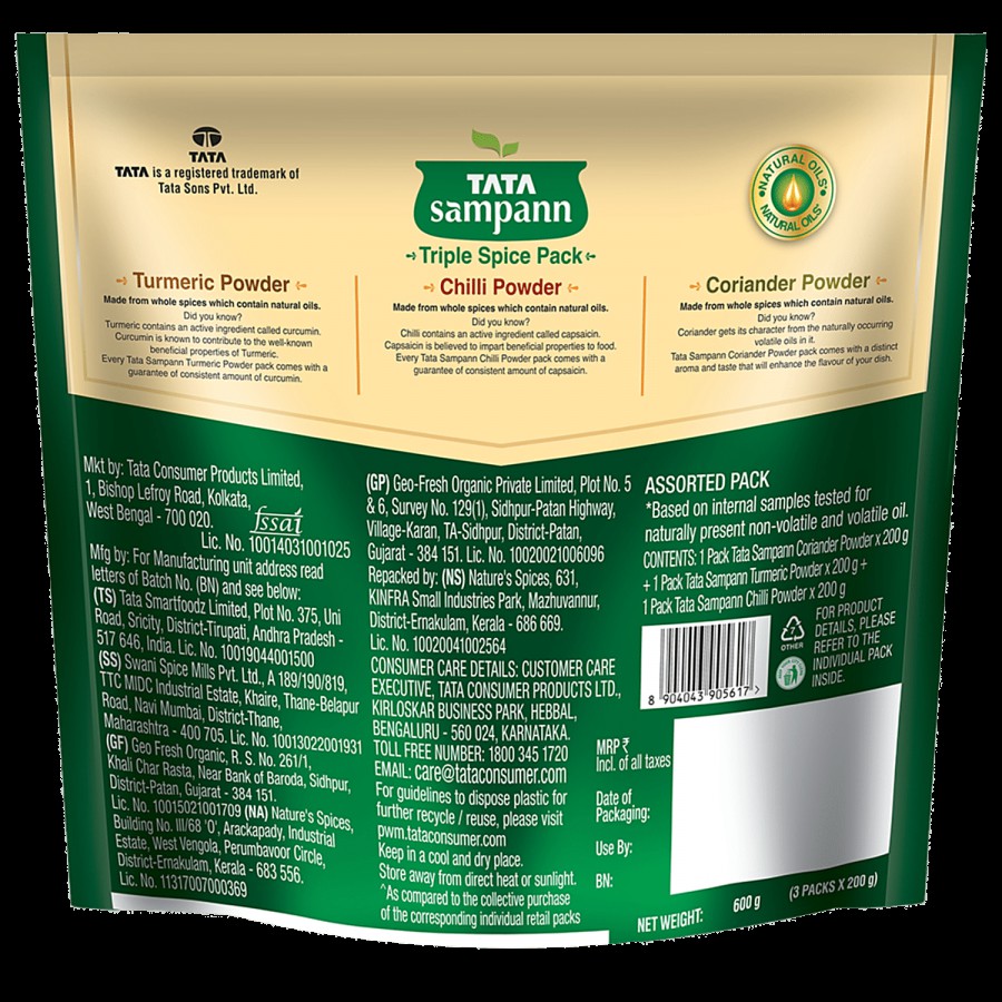 Tata Sampann Triple Spice Combo Pack with Natural Oils