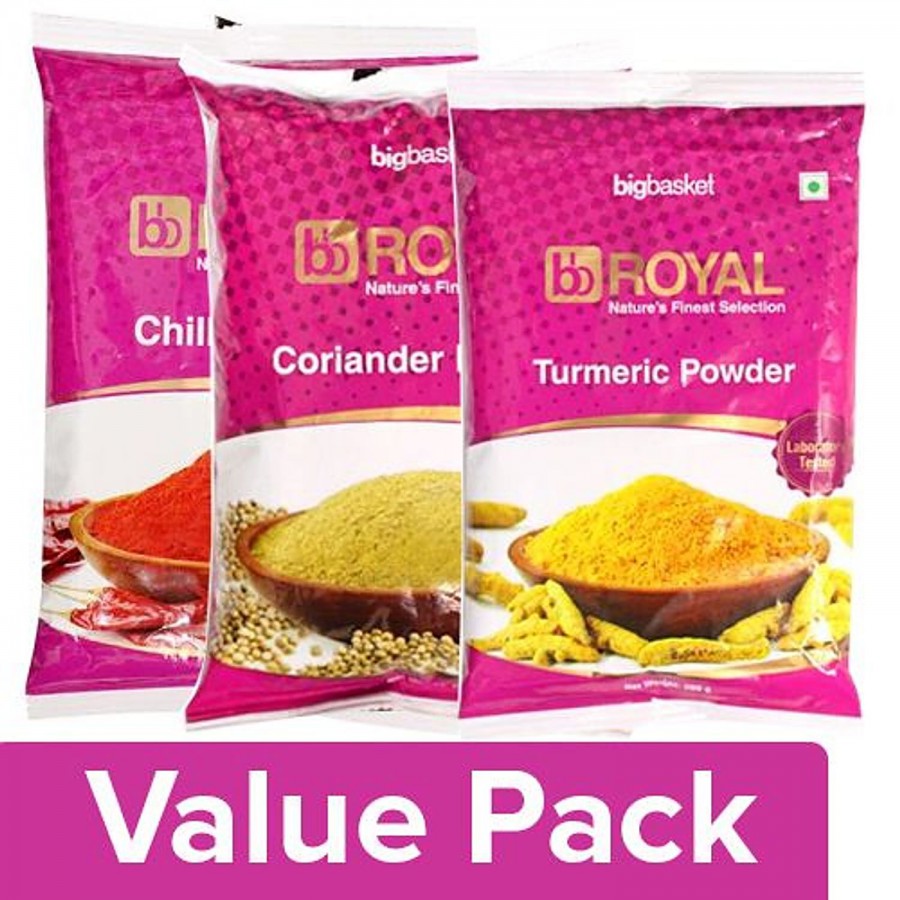 bb Royal Red Chilli Powder 200G +Coriander/Dhania Powder 200G +Turmeric/Haldi Powder 200G