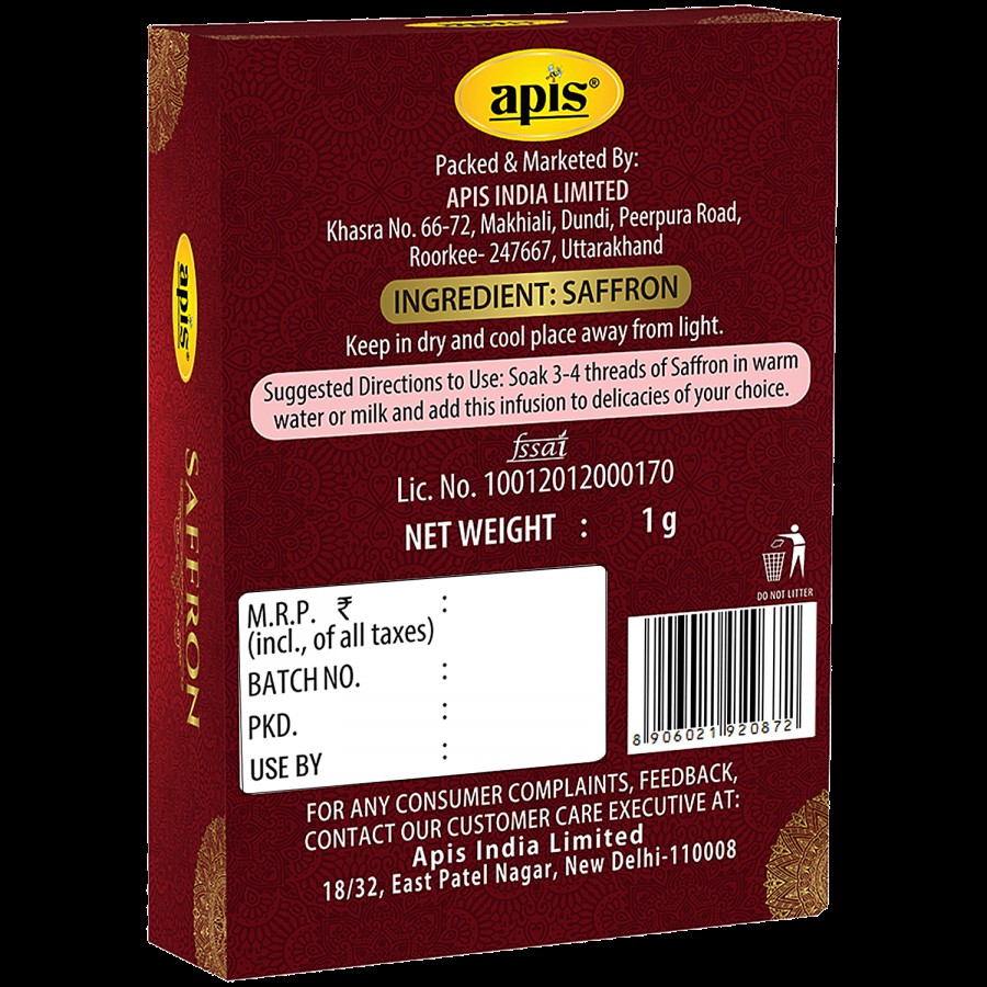 Apis Saffron - 100% Pure & Natural