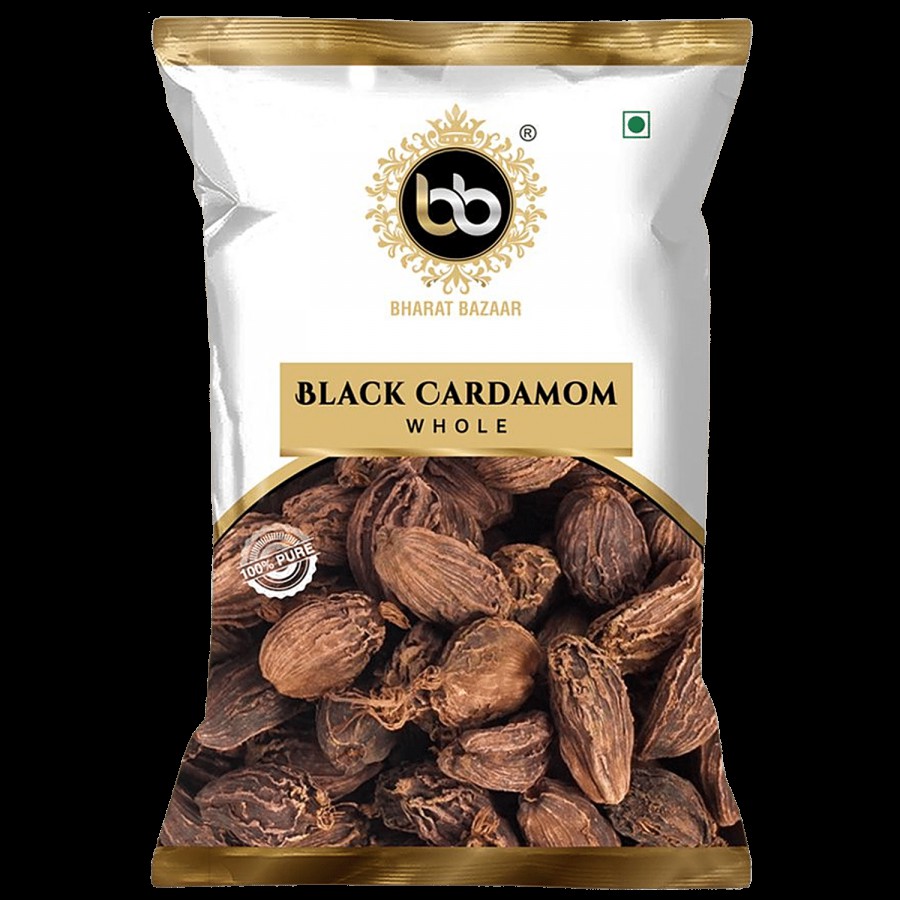 Bharat Bazaar  Black Cardamom Whole - 100% Pure