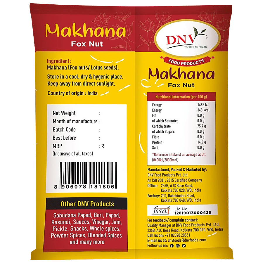 Dnv Fox Nut/Makhana - Rich In Calcium & Antioxidants