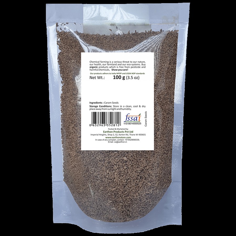 Earthon Organic Carom Seeds/Ajwain/Om Kalu