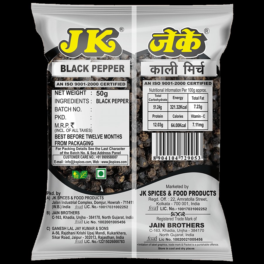 JK Black Pepper - Whole