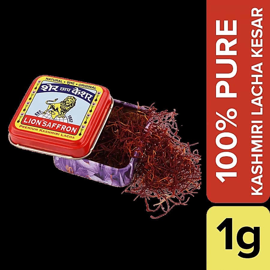 LION SAFFRON Pure Kashmiri Lacha Kesar Certified Grade A+ - Improves Health