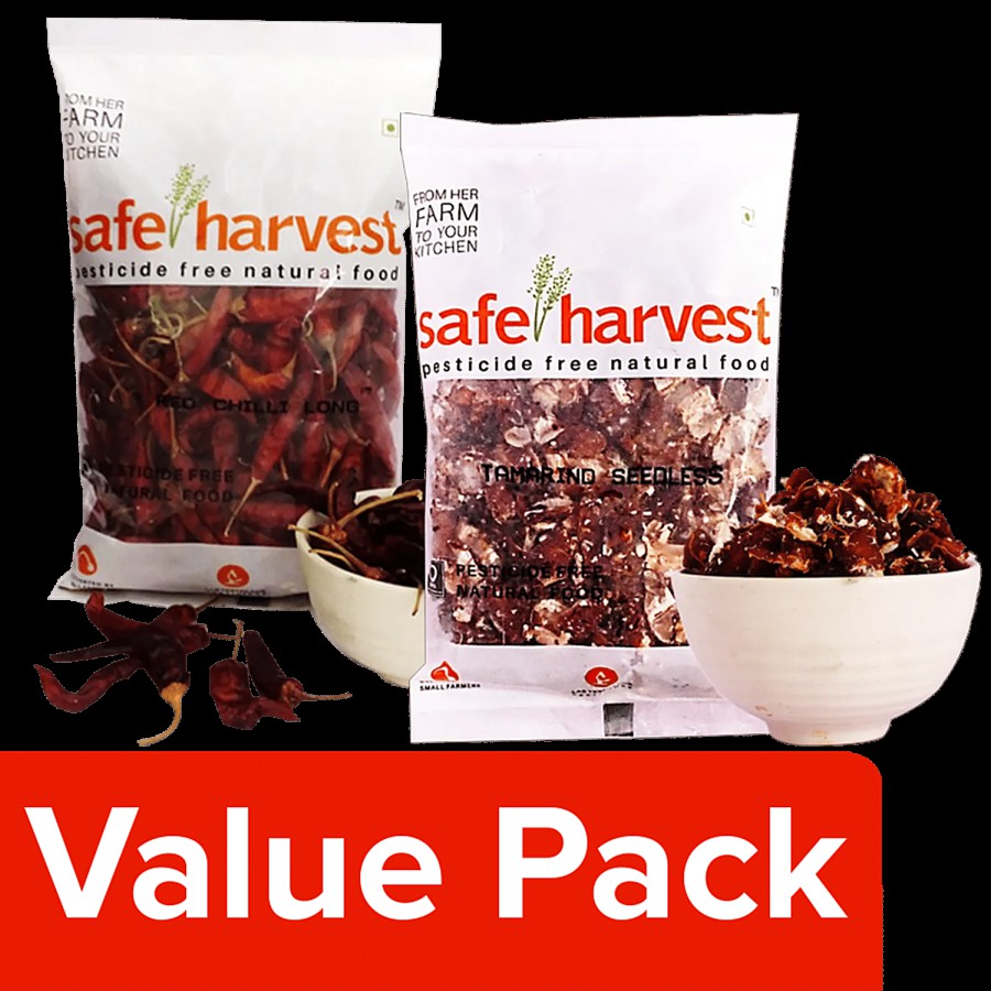 Safe Harvest Red Chilli - Long 200 g + Tamarind - Seedless 500 g