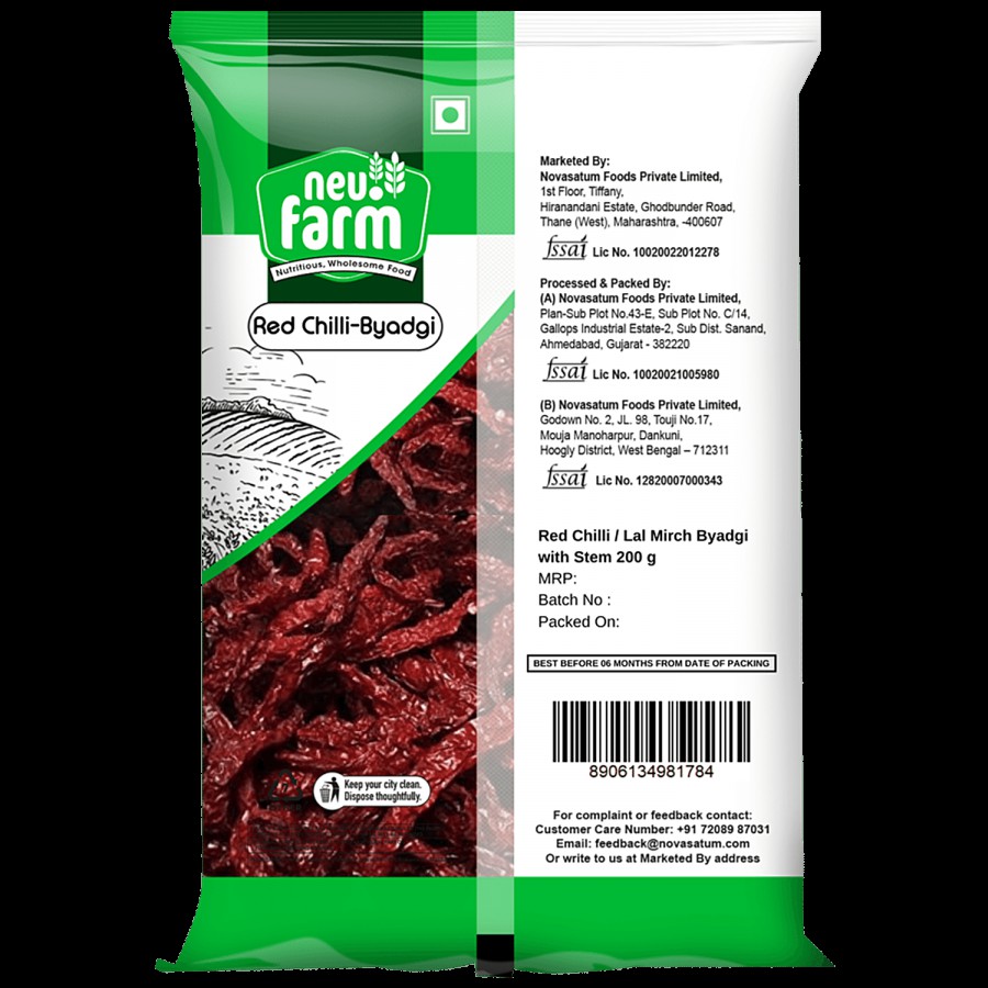 neu.farm Red Chilli / Lal Mirch Byadgi With Stem - Improves Digestion