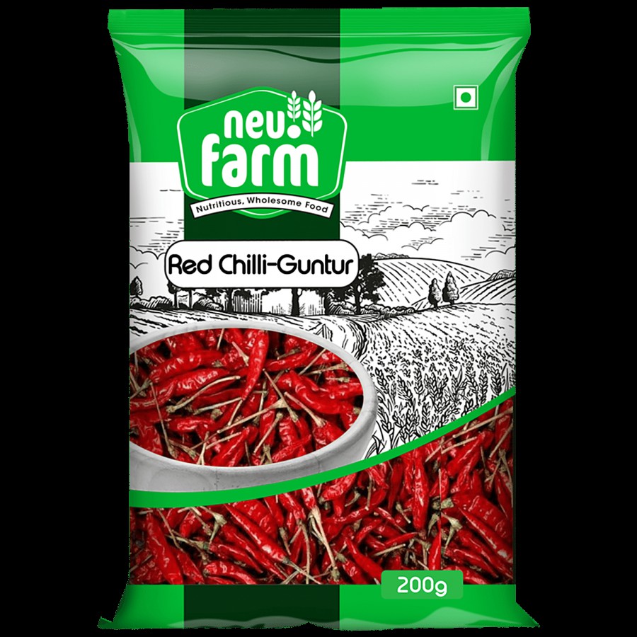 neu.farm Red Chilli / Lal Mirch Guntur With Stem - Improves Digestion