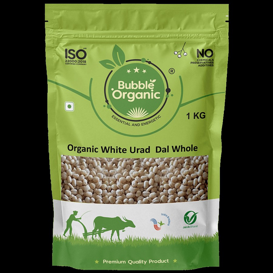 Bubble Organic White Urad Dal Whole - Premium