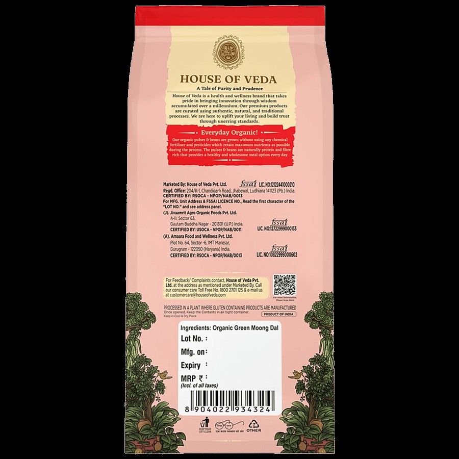 HOUSE OF VEDA Organic Green Moong Dal