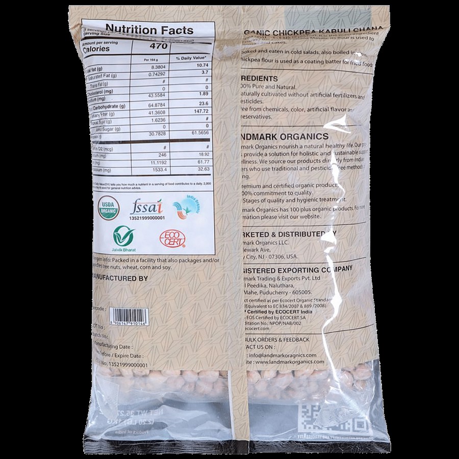 Landmark Organics  Chickpea/Kabuli Chana - Rich In Protein