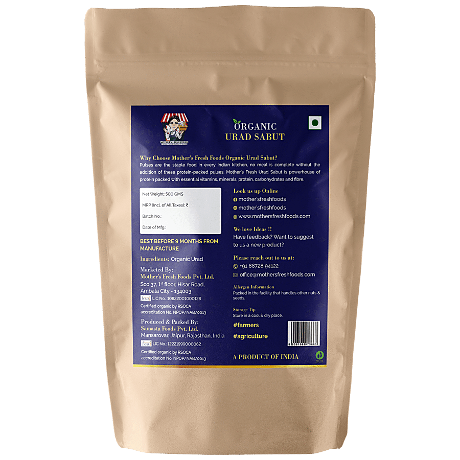 Mothers Fresh Foods Organic Urad Sabut - Protein Rich