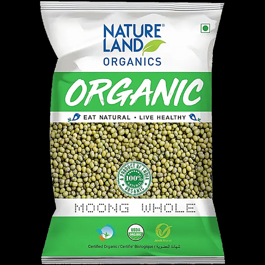 Natureland Organics Moong Whole - High Nutritional Value & Rich In Protein