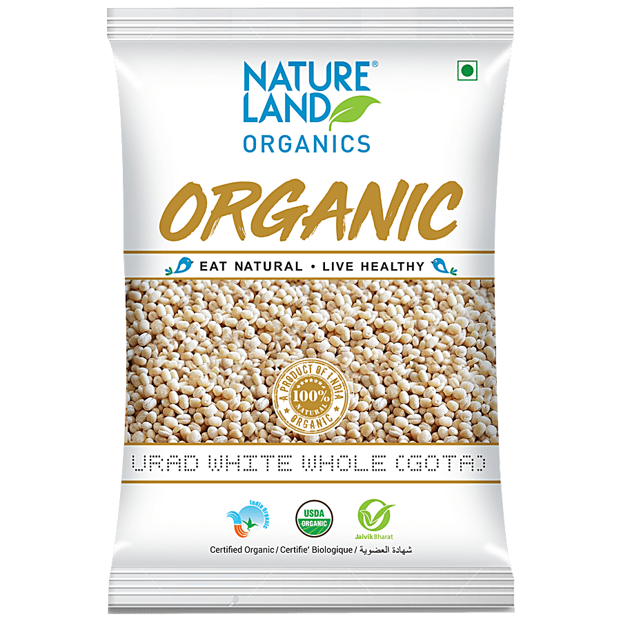 Natureland Organics Urad White Whole Gota - Rich Source Of Vitamin B Complex