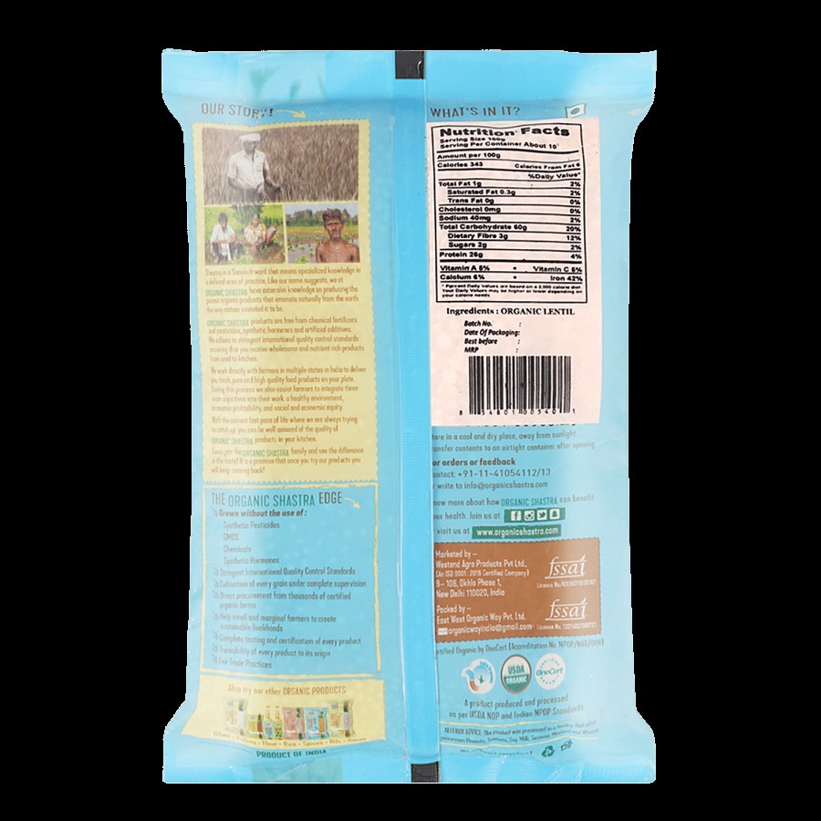 Organic Shastra Masoor Malka Dal