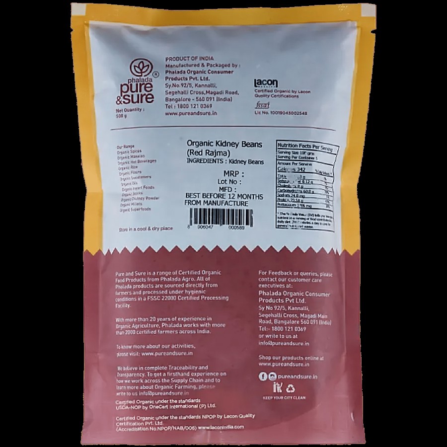 Phalada Pure & Sure Organic - Kidney Beans red