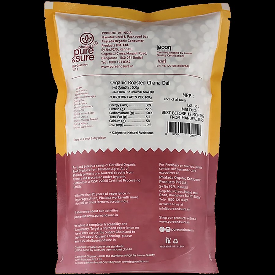 Phalada Pure & Sure Organic - Roasted Chana Daal