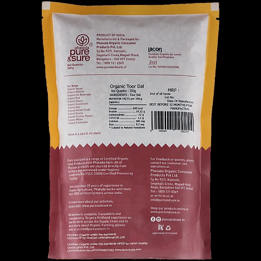 Phalada Pure & Sure Organic - Toor Daal