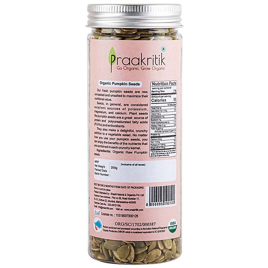 Praakritik Organic Raw Pumpkin Seeds - Superfood