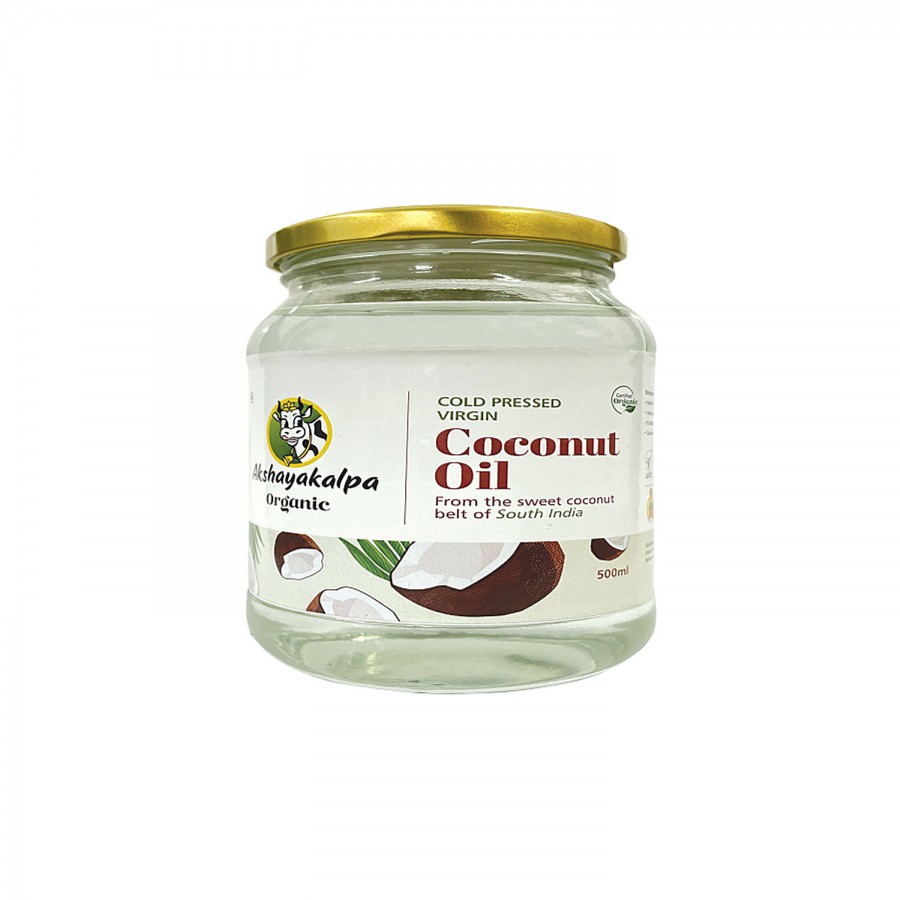 AKSHAYAKALPA Organic Cold Pressed Virgin Coconut Oil - Rich In Antioxidant