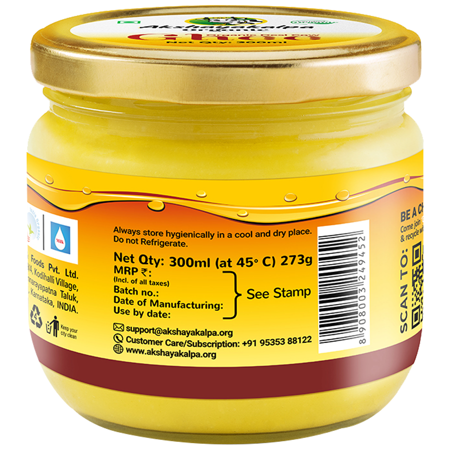 AKSHAYAKALPA Organic Desi Cow Ghee - Rich Aroma