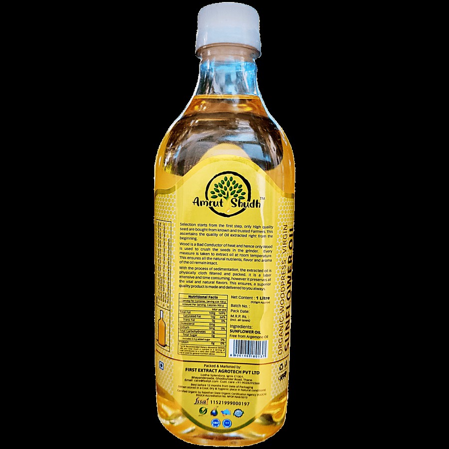 Amrut Shudh Organic Wood Press Virgin Sunflower Oil