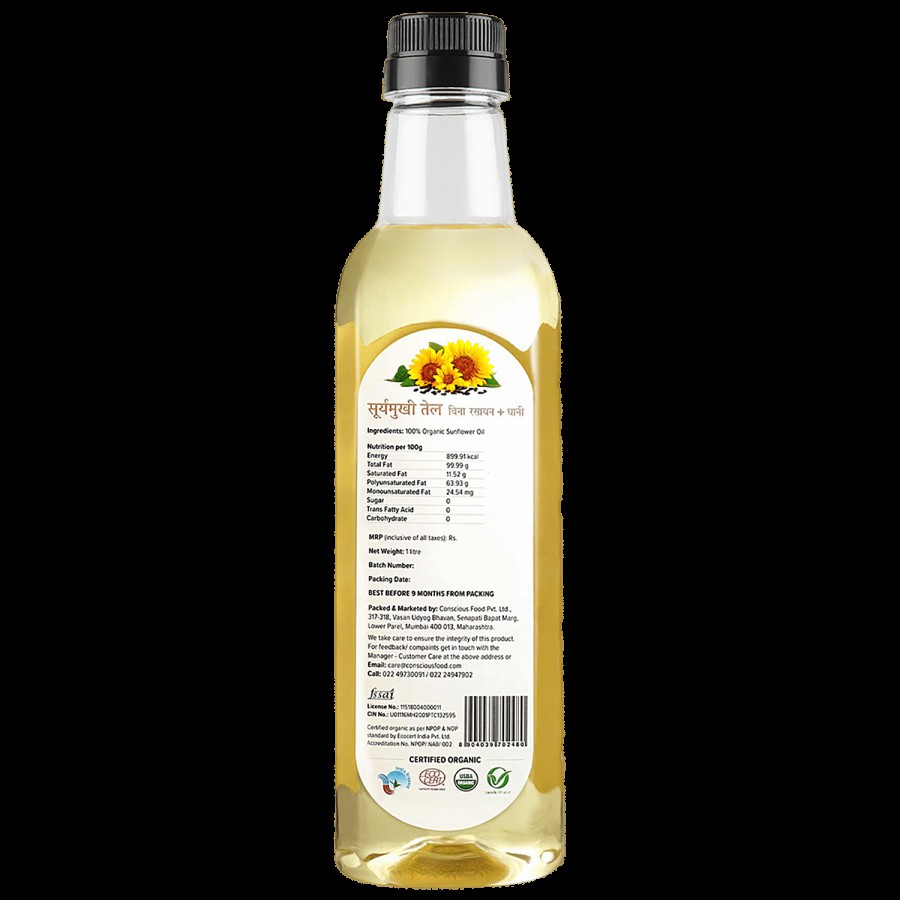 Conscious Food Sunflower Oil - Organic