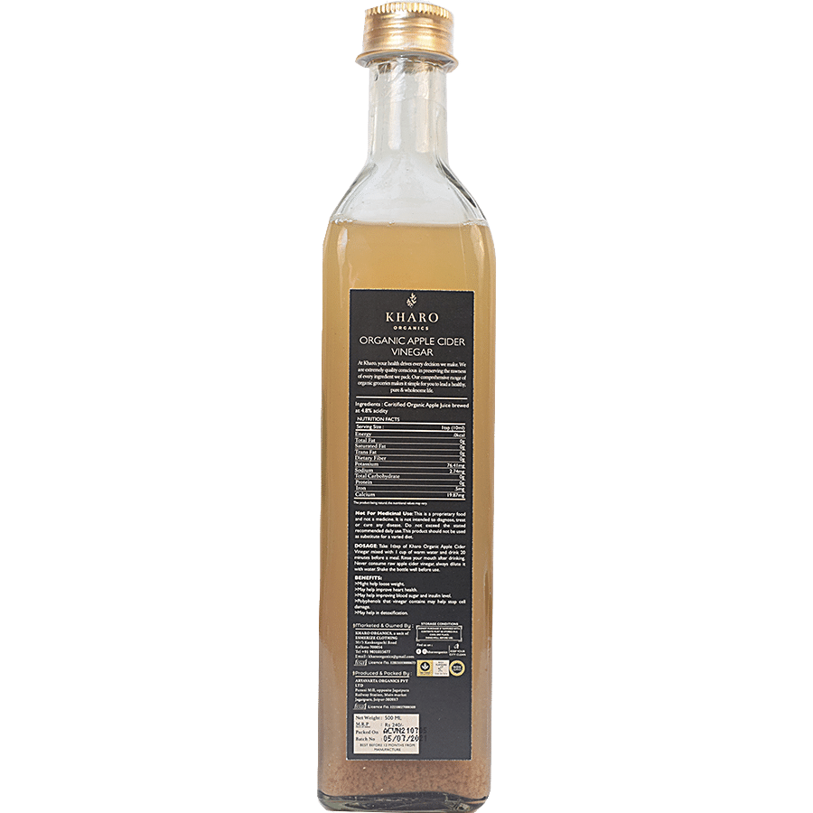 Kharo Organics Apple Cider Vinegar With The Mother - Fibre Rich