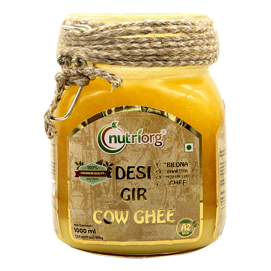 Nutriorg A2 Rich Desi Gir Cow Ghee/Tuppa