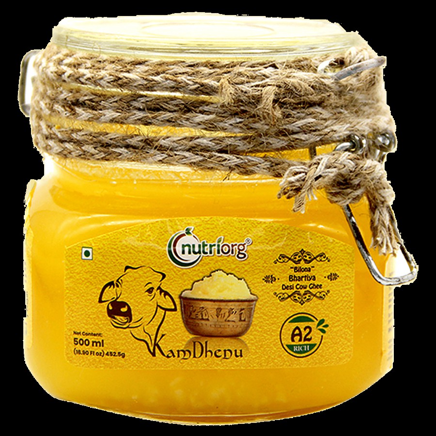 Nutriorg A2 Rich Pure Bilona Bhartiya Desi Cow Ghee/Tuppa