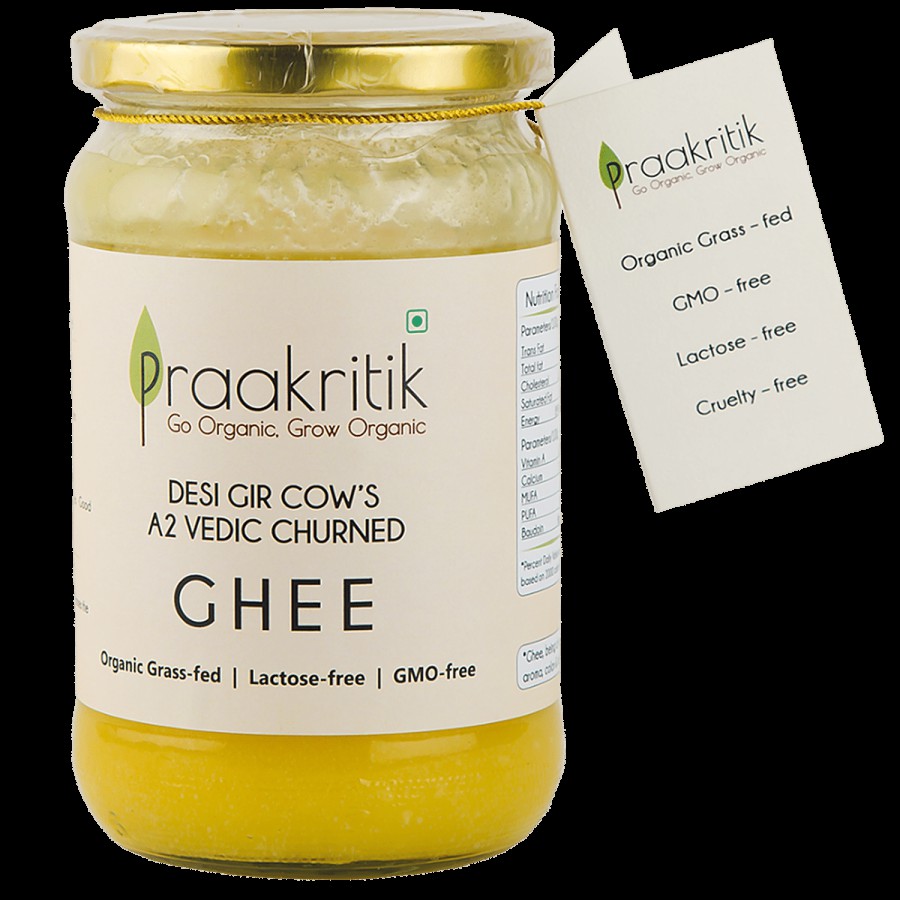 Praakritik Desi Gir Cow's A2 Vedic Churned Ghee - Organic Grass-fed