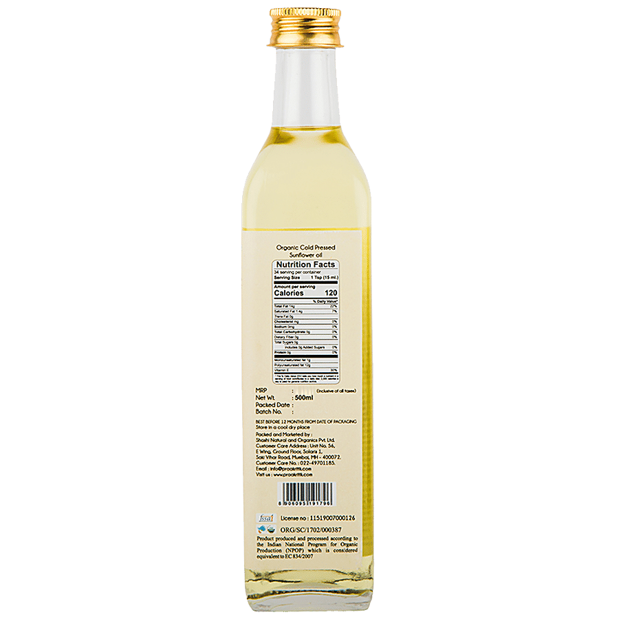 Praakritik Organic Sunflower Oil - Cold Pressed