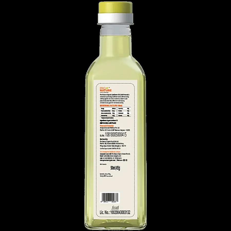 Pro Nature Sunflower Oil - Cold Pressed