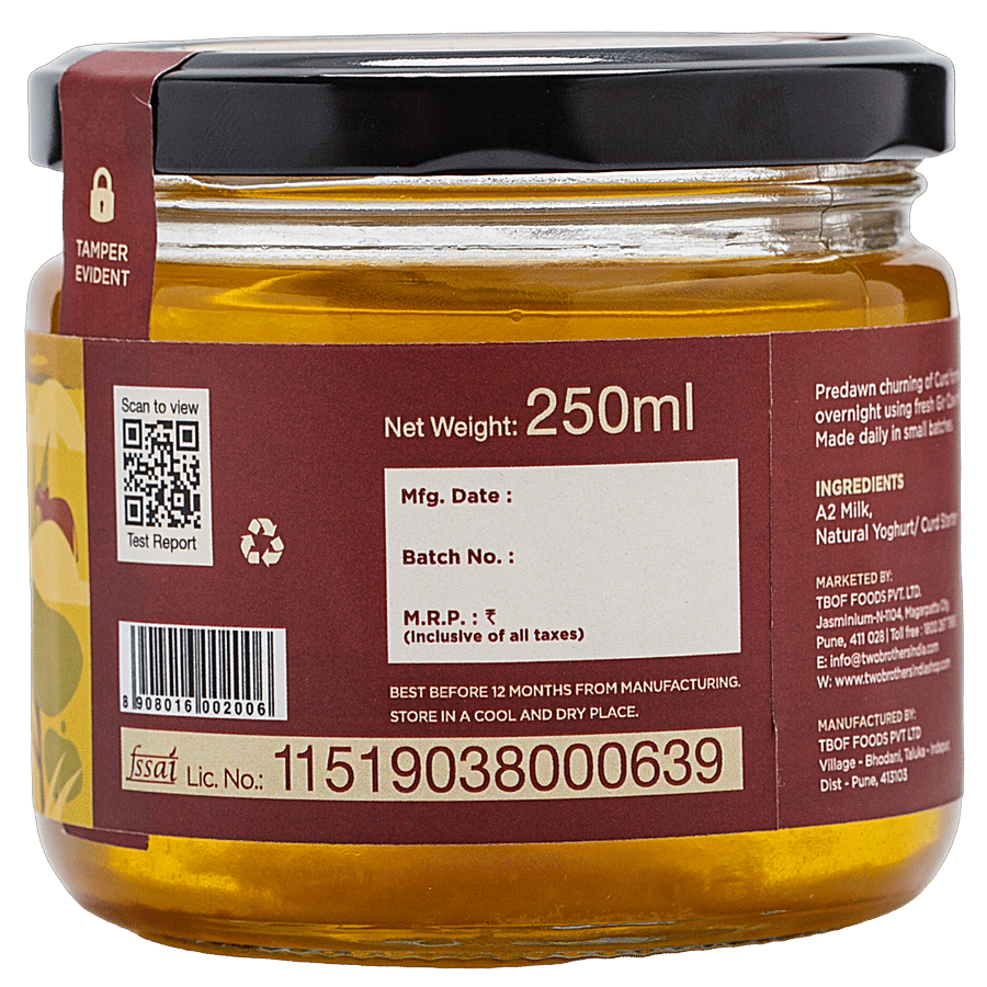 Two Brothers Organic Farms A2 Cow Cultured Ghee Desi From Gir