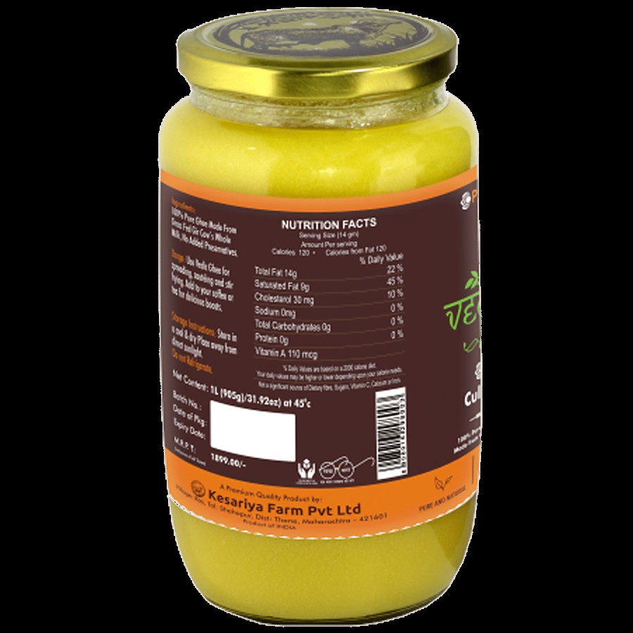 VEDIC GHEE Gir Cow's Cultured A2 Ghee