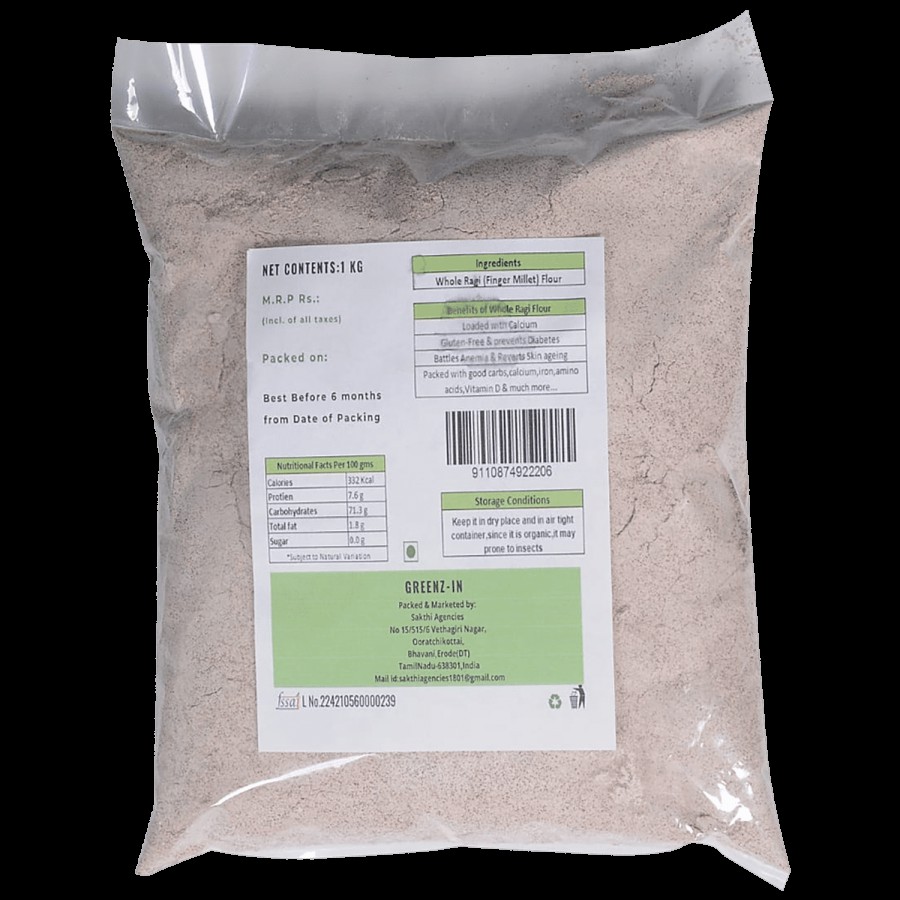 Greenz-In Finger/Ragi Millet Flour - Pure