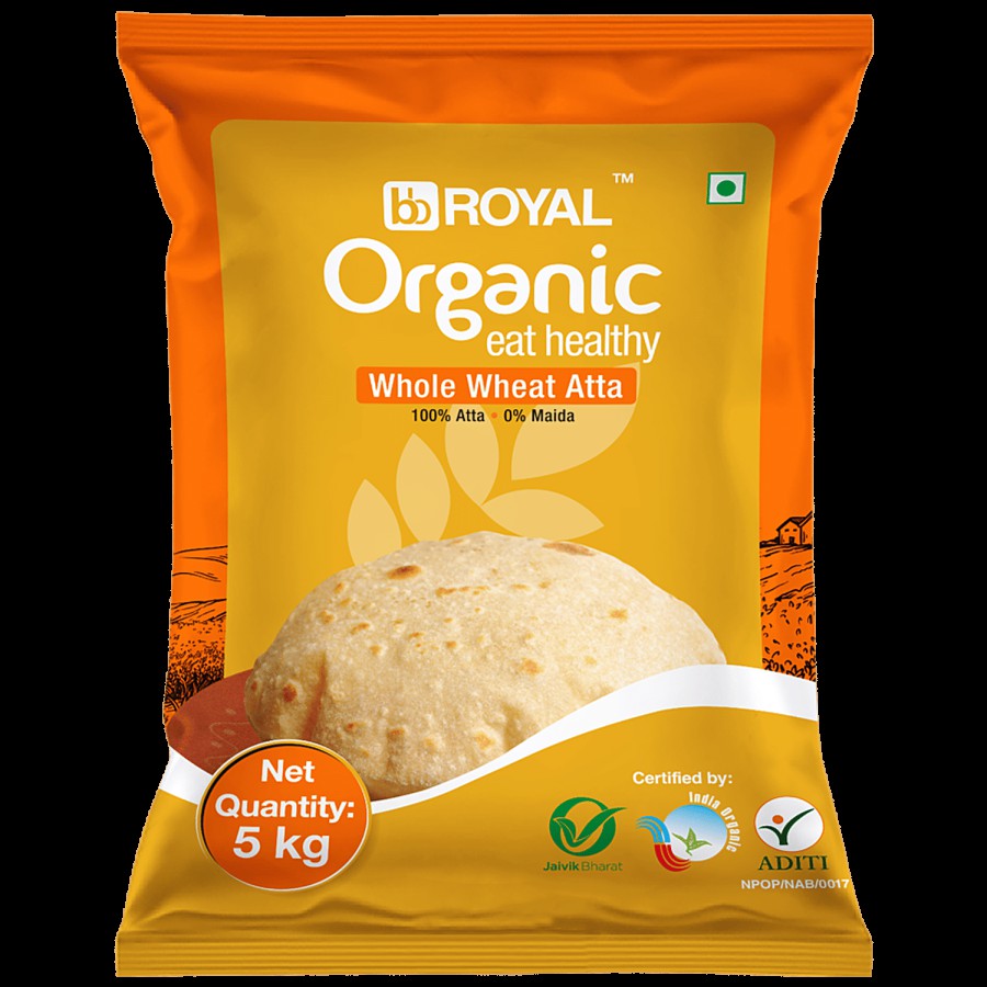 bb Royal Organic Whole Wheat Atta - 0% Maida