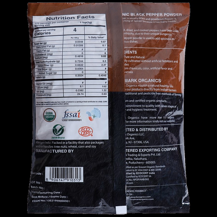 Landmark Organics  Black Pepper Powder - Boosts Immunity