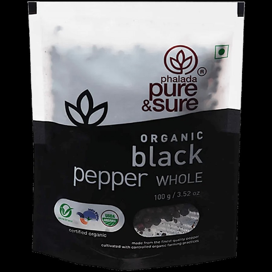 Phalada Pure & Sure Organic - Black Pepper/Kari Menasu Whole