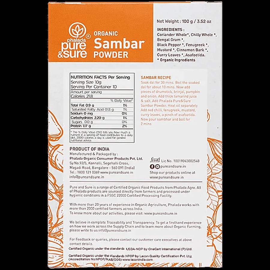 Phalada Pure & Sure Organic - Sambar Powder