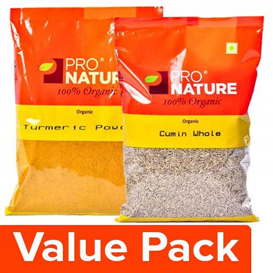 Pro Nature Organic Cumin Whole 100g + Turmeric Powder 100g