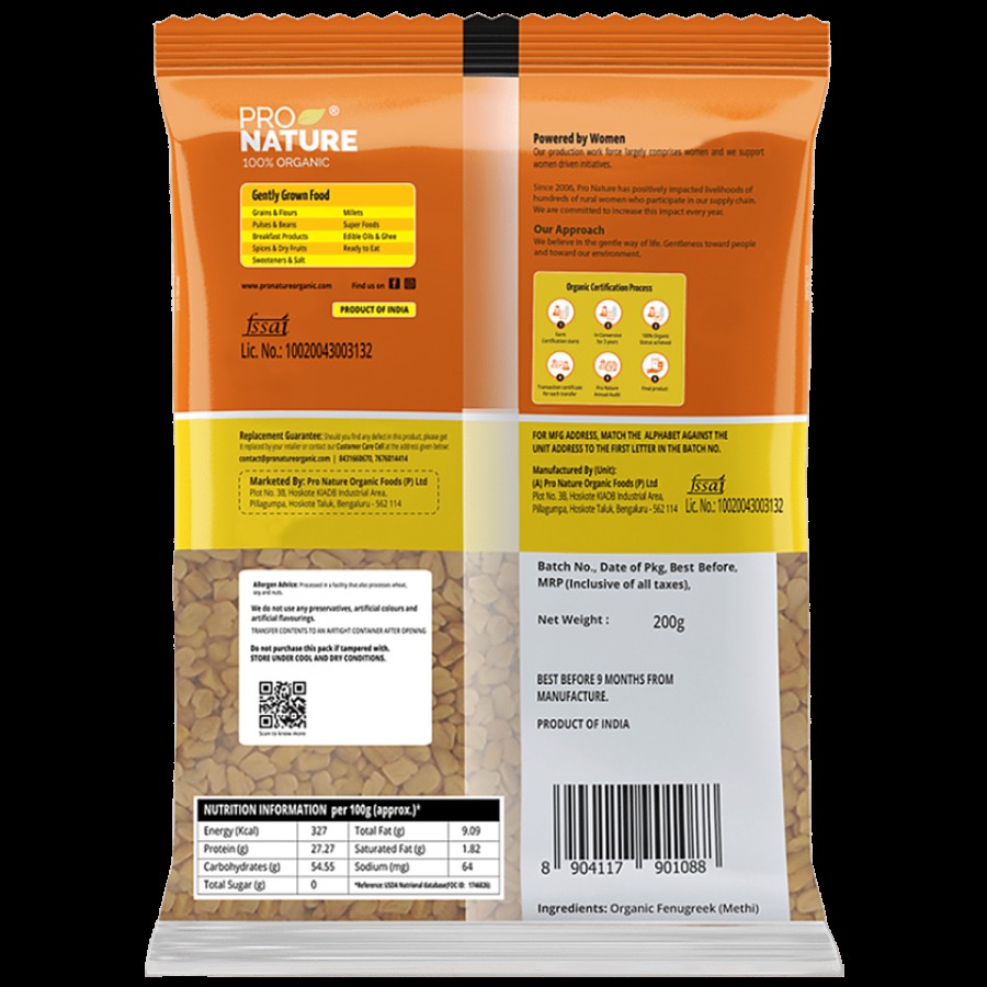 Pro Nature Organic Fenugreek