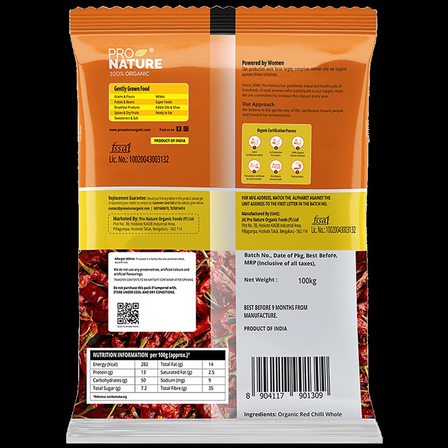 Pro Nature Organic - Red Chilli Whole (Hot)