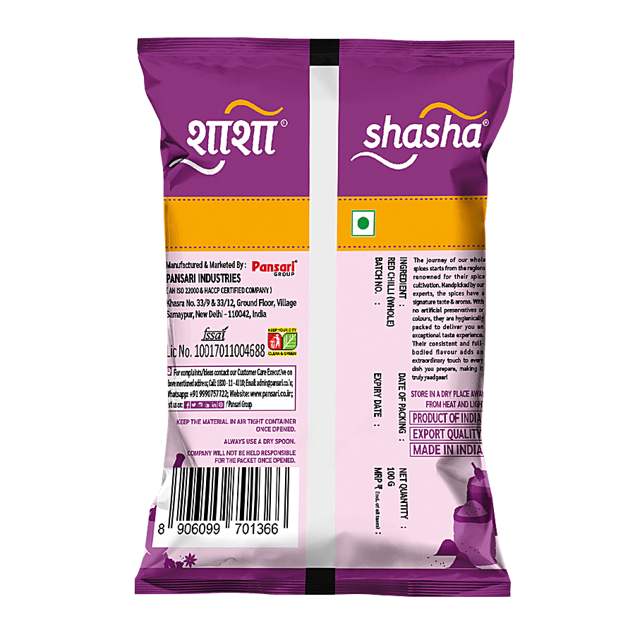 SHASHA Whole Red Chilli -  Premium Quality