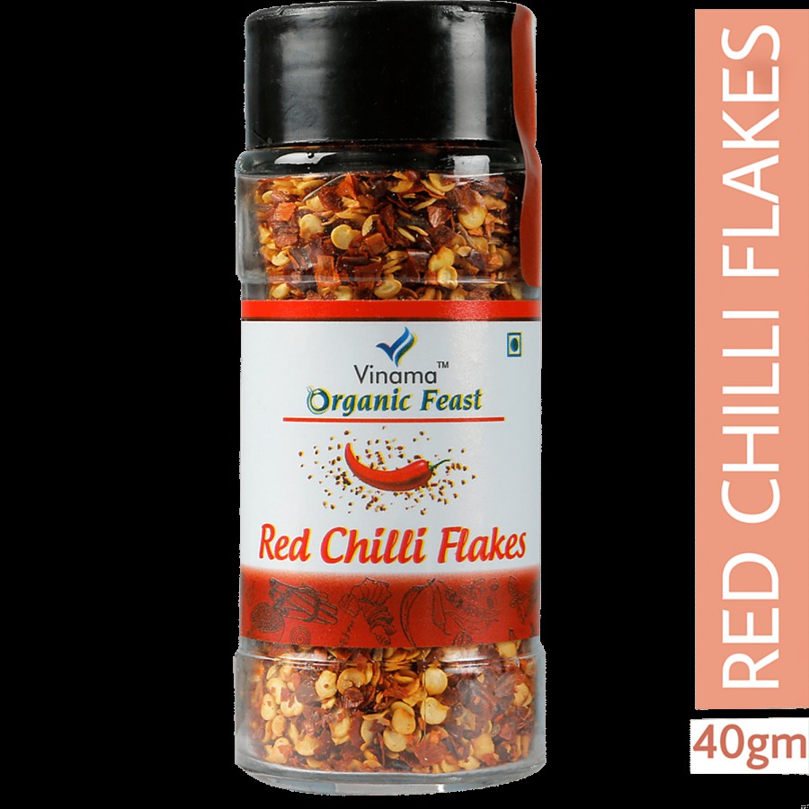 Vinama Organic Feast Red Chilli Flakes - Hot & Spicy