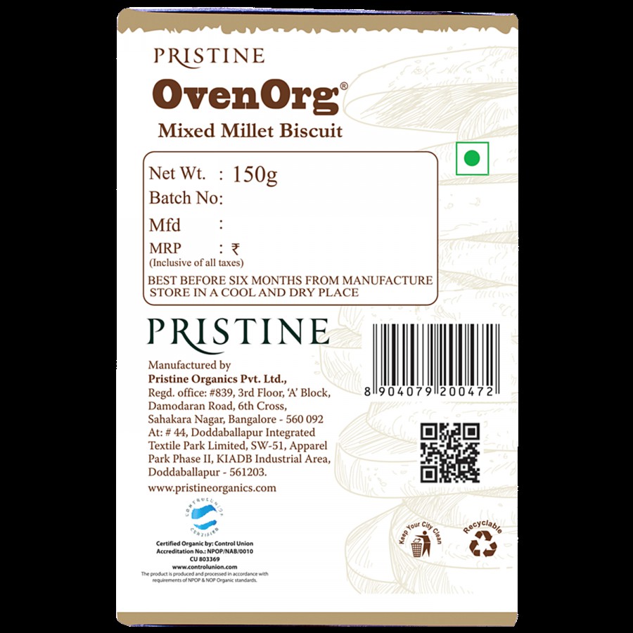 PRISTINE OvenOrg - Organic Mixed Millet Biscuits