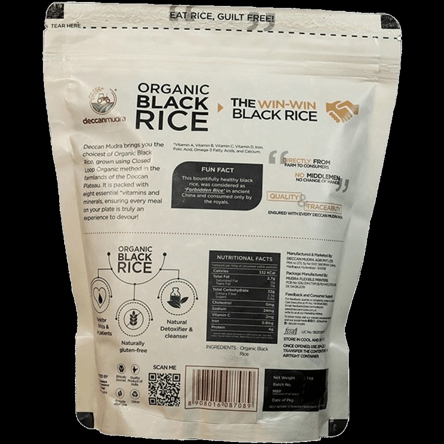 Deccan Mudra Organic Black Rice/Kalabatti - Low GI